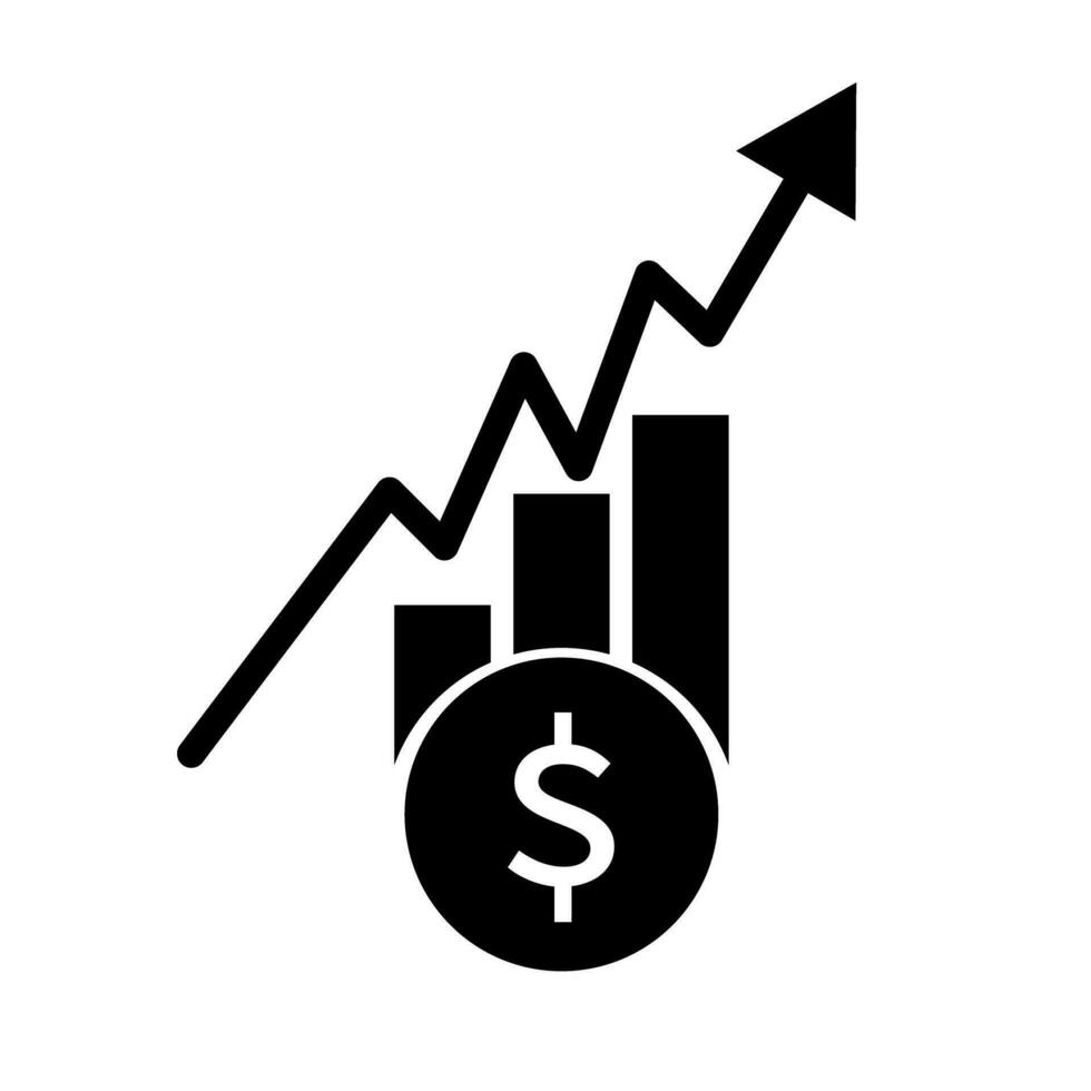 Dollar sign and bar graph silhouette icon. Vector. vector