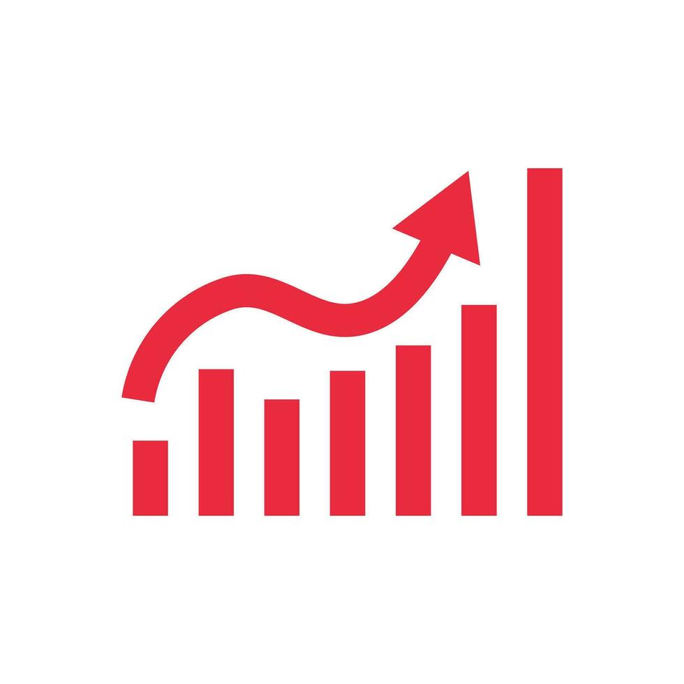 Increasing red bar graph icon. Vector. vector