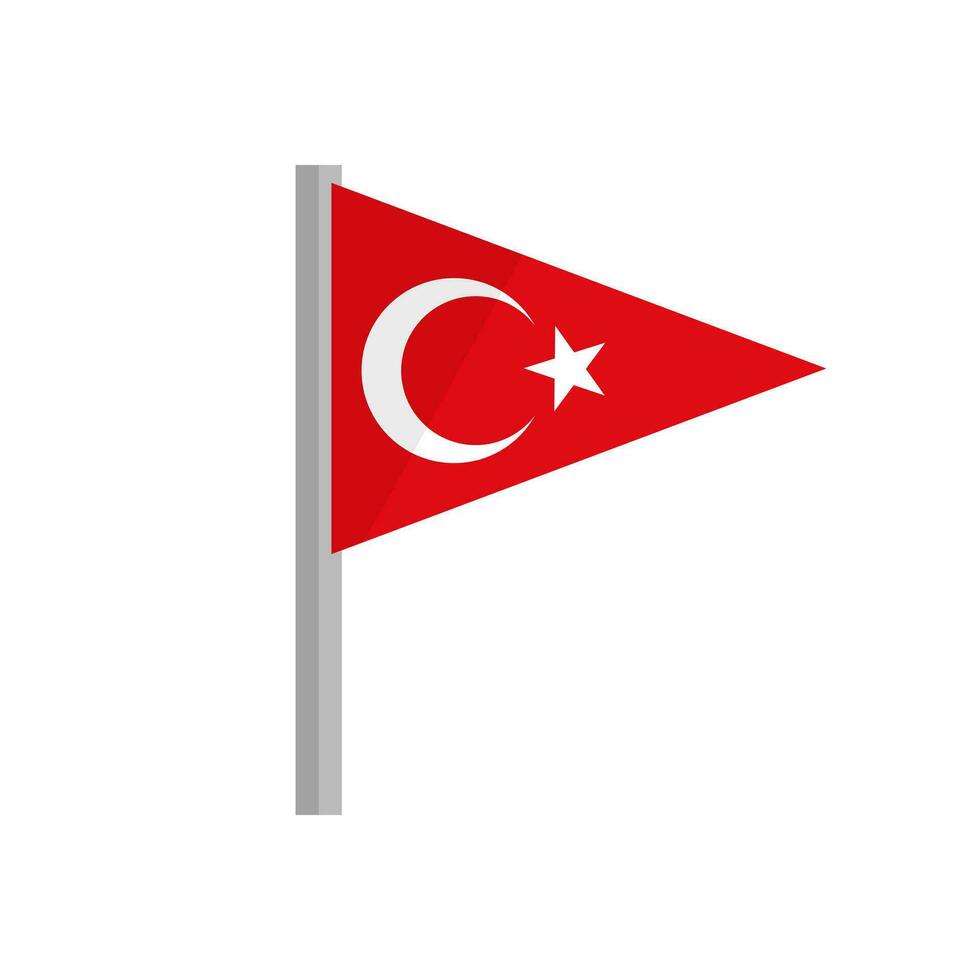 Pole and Turkish flag. Pennant. Vector. vector