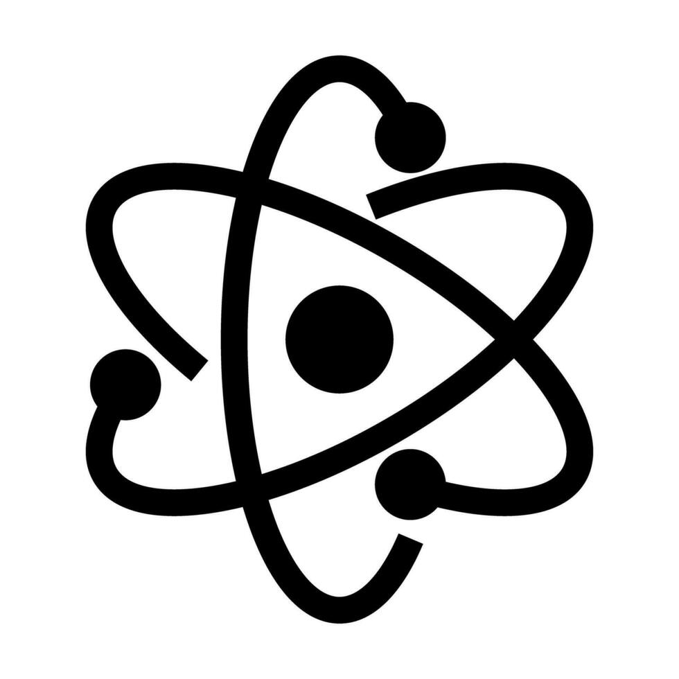átomo silueta icono con núcleo. vector. vector