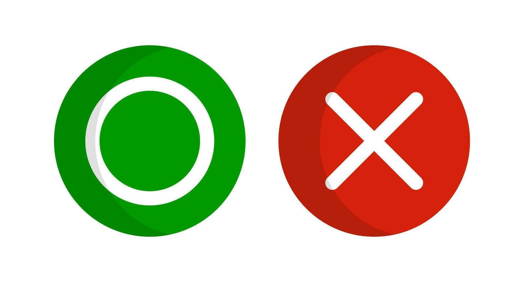 correcto y incorrecto circulo y cruzar icono colocar. permitido o prohibido. vector. vector