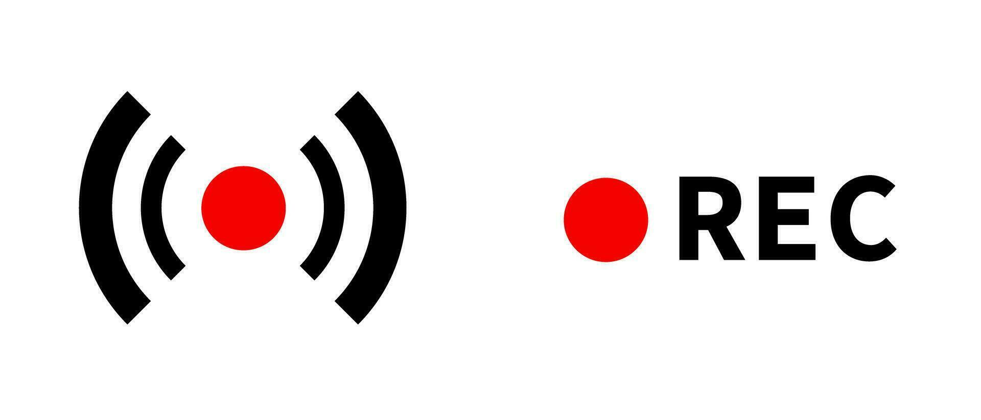 En Vivo transmisión icono y rec icono. vectores