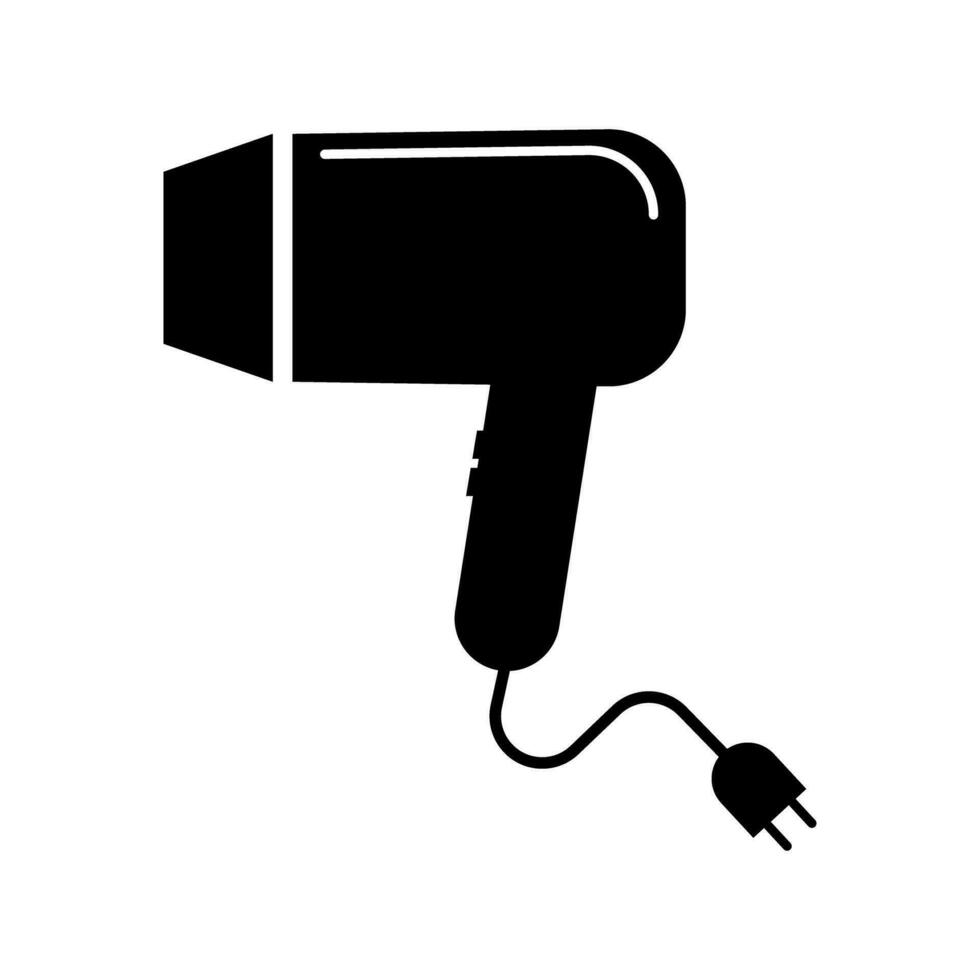 Hair dryer and electrical outlet silhouette icon. Blow dryer icon. Vector. vector