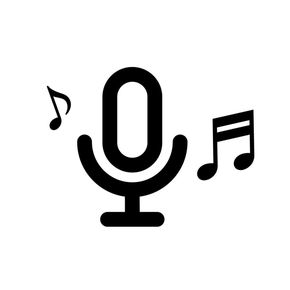 Microphone and music note icons. Fun and performance. Karaoke icon. Vector. vector