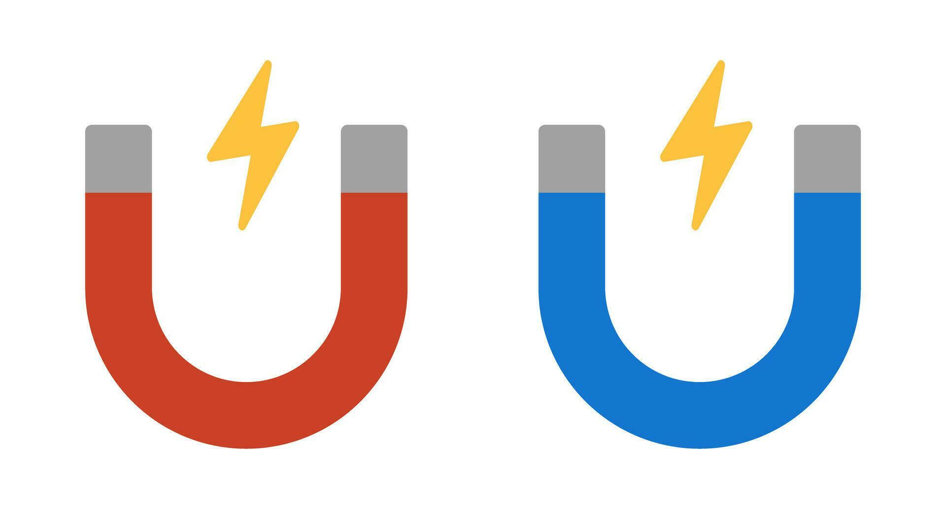 Red and blue icons set. and electricity. Vector