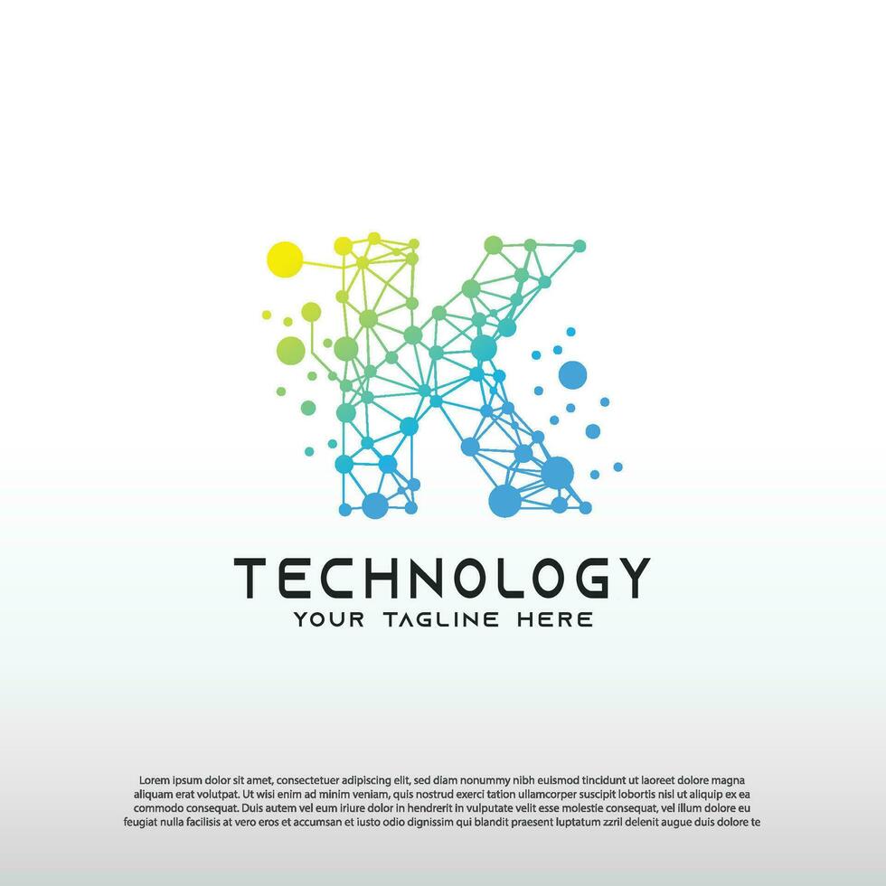 Technology logo with initial K letter, network icon -vector vector