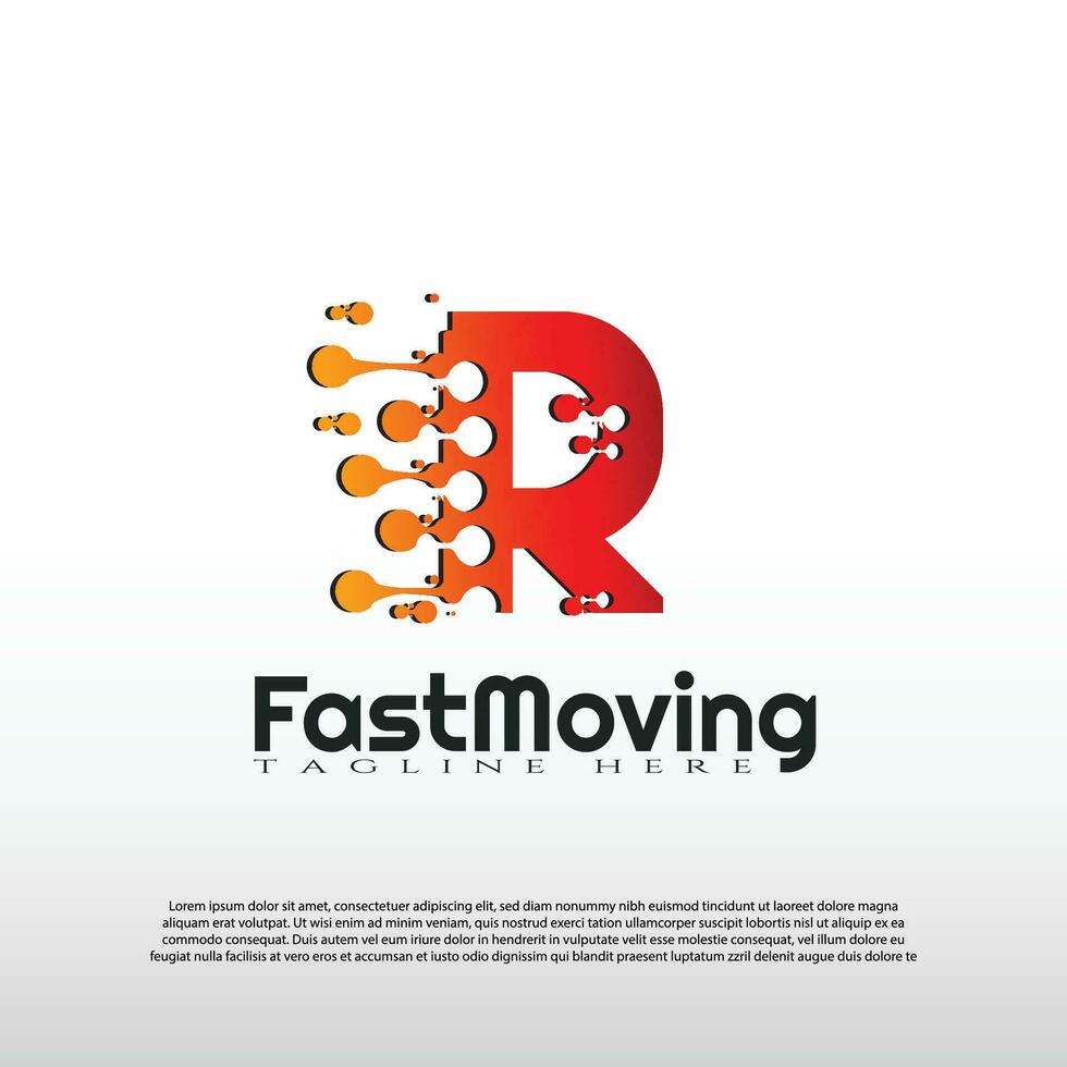Fast Moving logo with initial R letter concept. Movement sign. Technology business and digital icon -vector vector