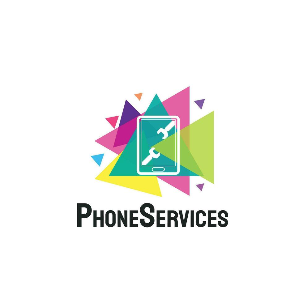 Phone service logo with wrench concept. future technology icon. smartphone. illustration element-vector vector