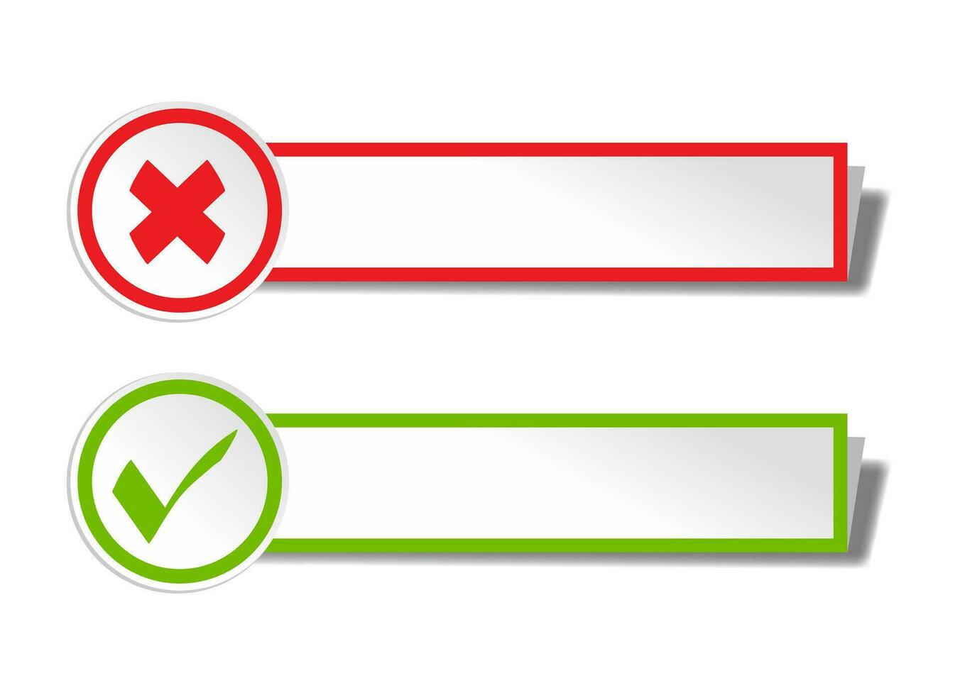 green check mark and red cross icon vector