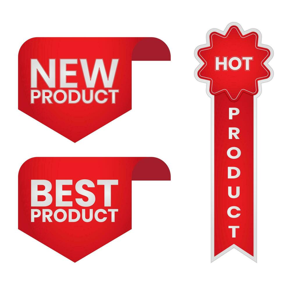 New product, Hot product and Best product ribbon banner label icon for websites vector