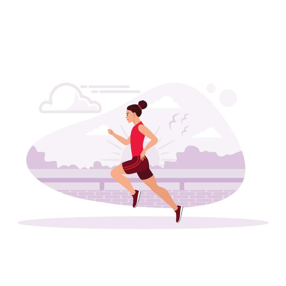 joven deportista trotar en ropa de deporte. activo estilo de vida concepto. tendencia moderno vector plano ilustración