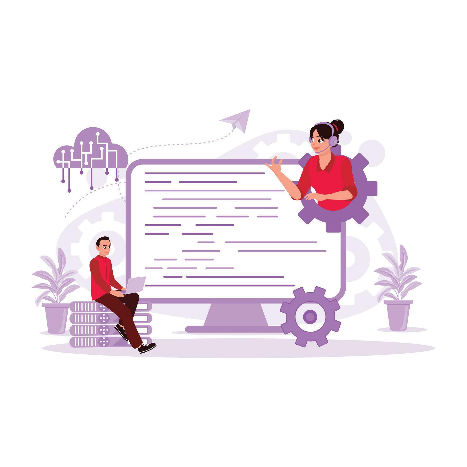 Programmers develop website programming and coding technologies. Trend ...