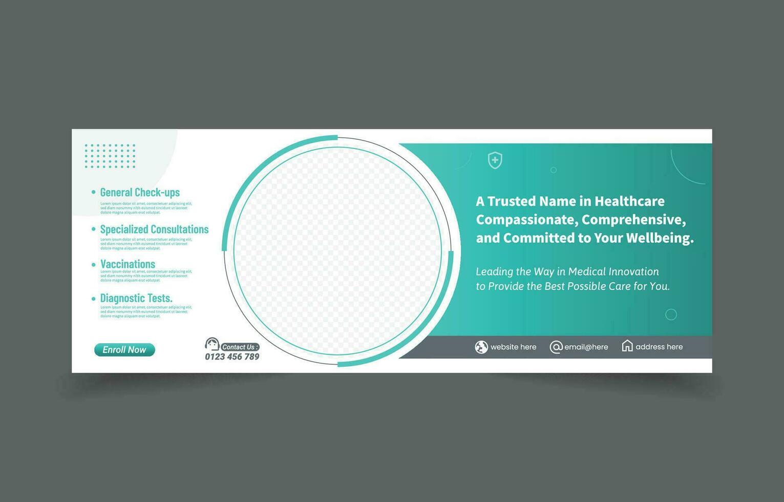 healthcare medical banner cover social media design vector