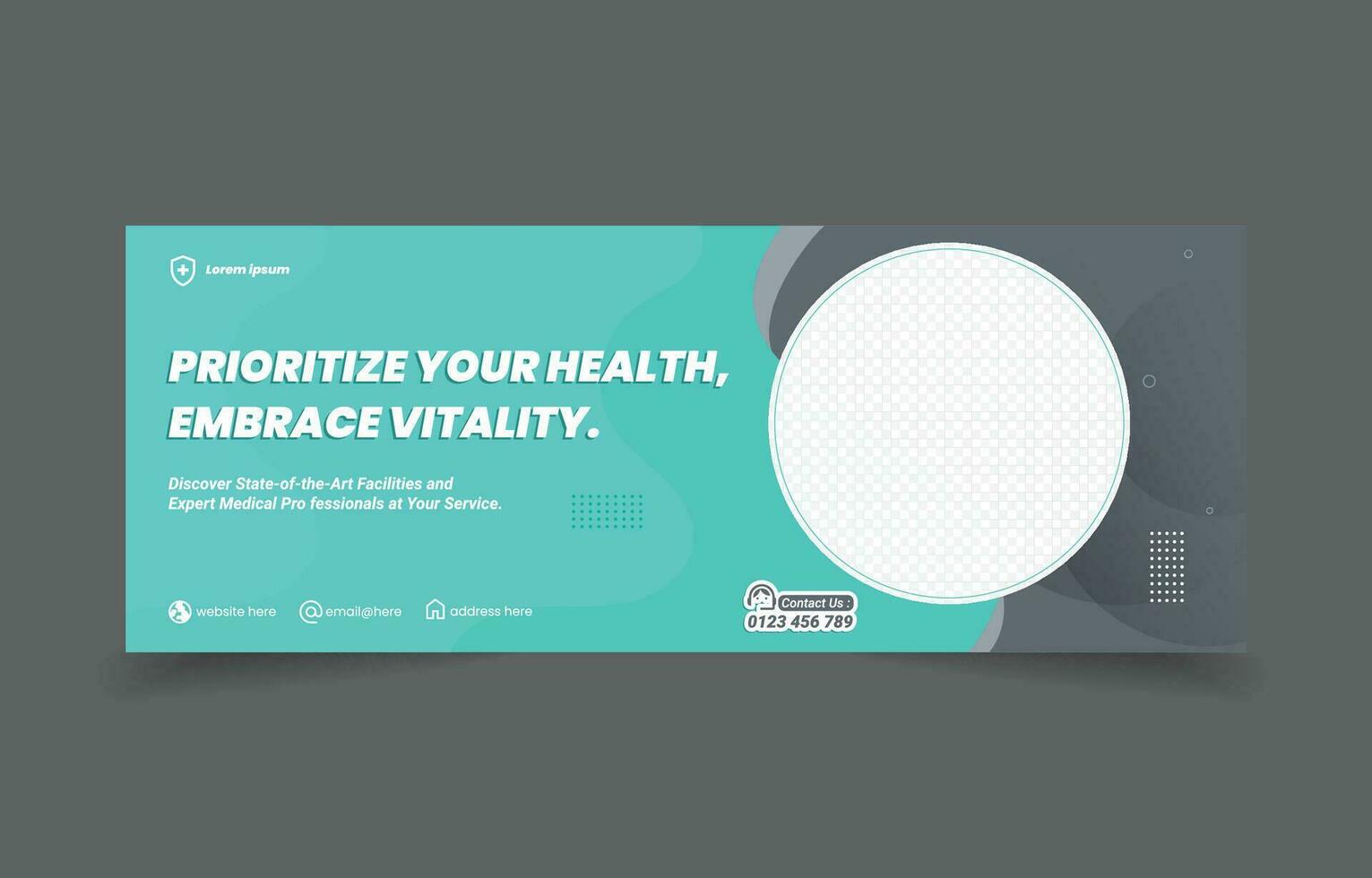 cuidado de la salud médico bandera cubrir social medios de comunicación diseño vector