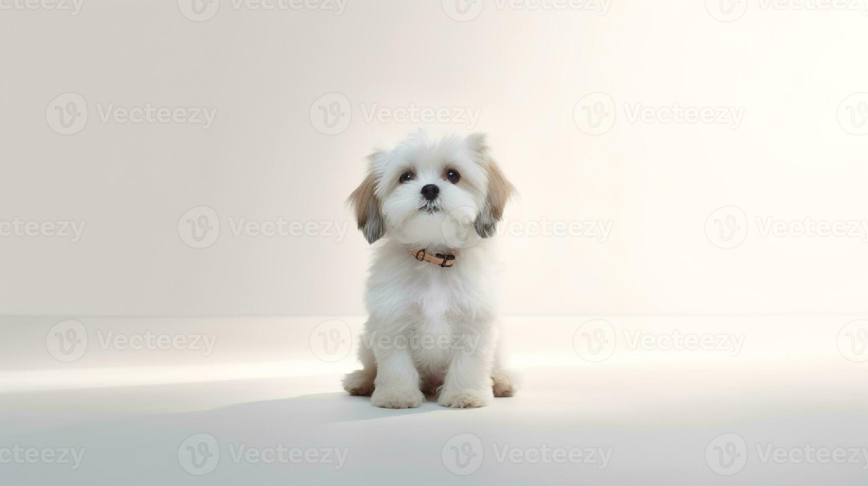 foto de un shih tzu en blanco antecedentes. generativo ai