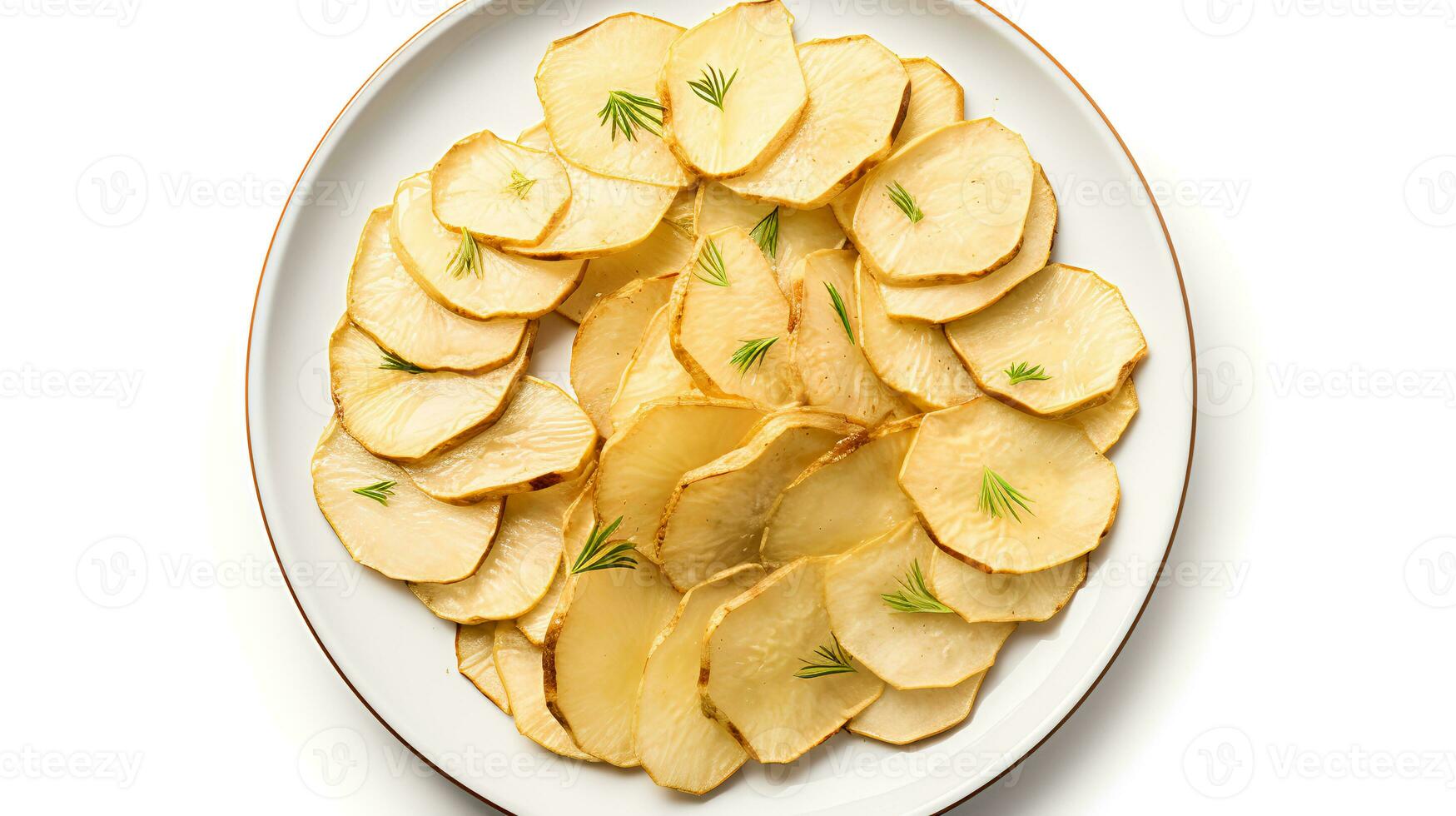 Photo of Jerusalem Artichoke slices isolated on white background