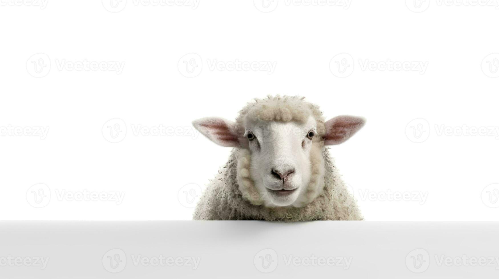 Photo of a sheep on white background. Generative AI
