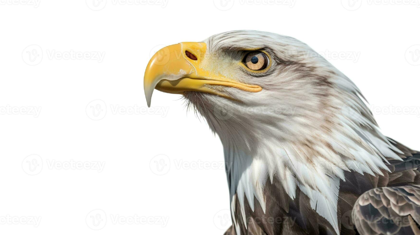 Photo of a Bald Eagle on white background. Generative AI