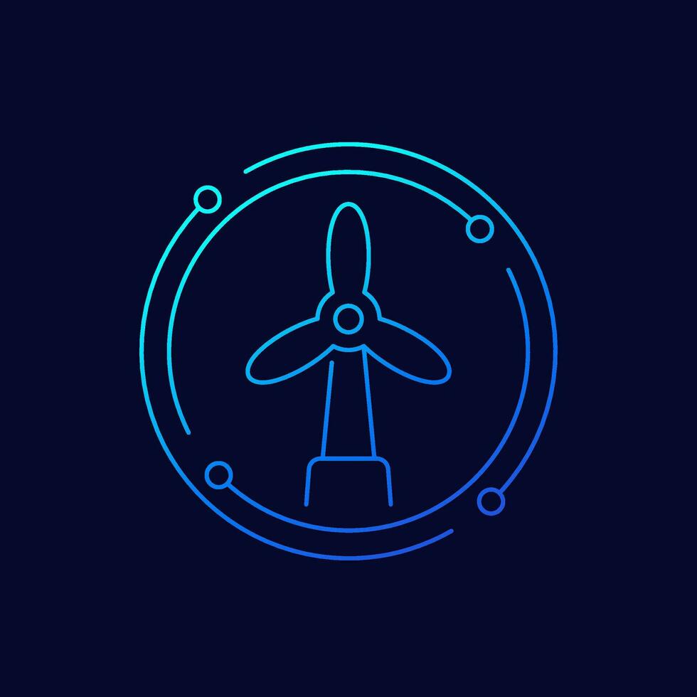 wind turbine, windmill icon, linear design vector