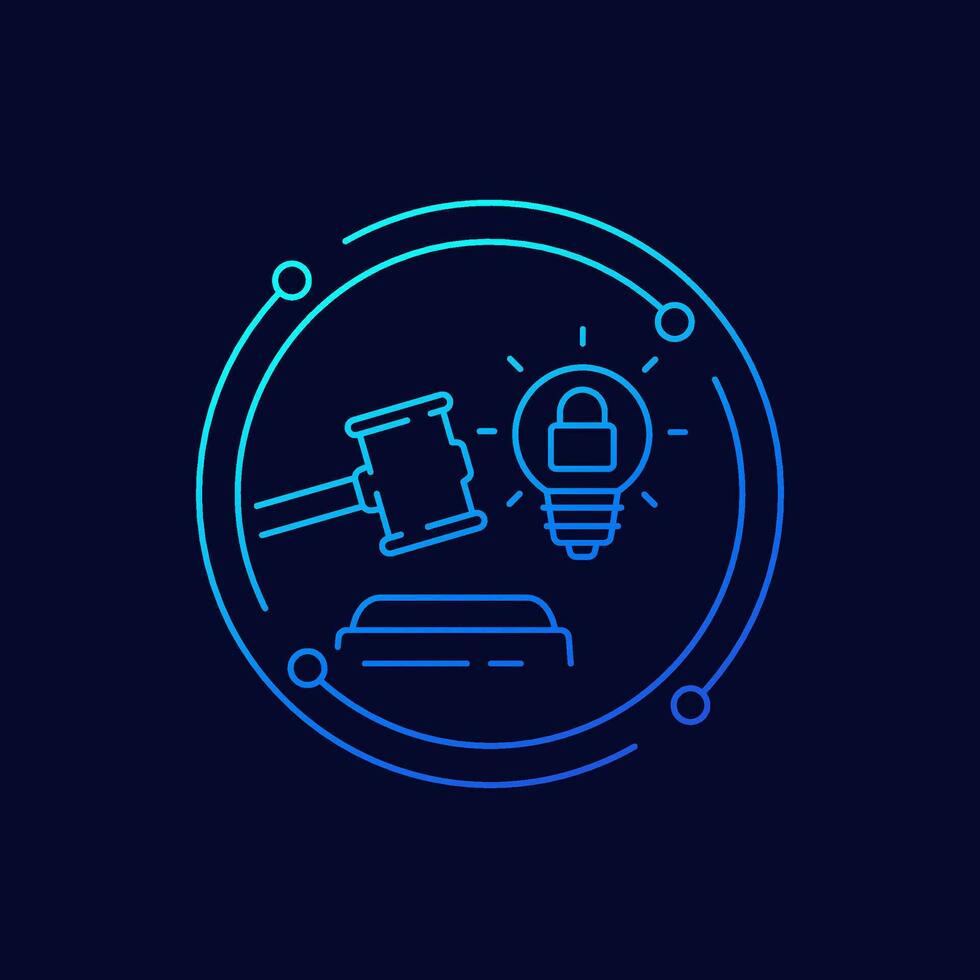 patent court icon, linear design vector