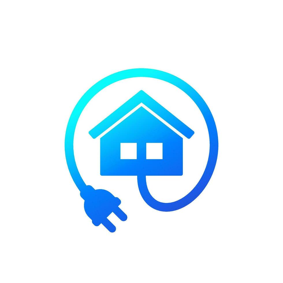 electric home icon with a plug vector