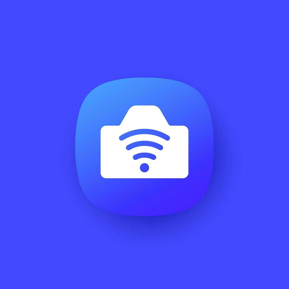 camera with wi-fi connection icon, vector