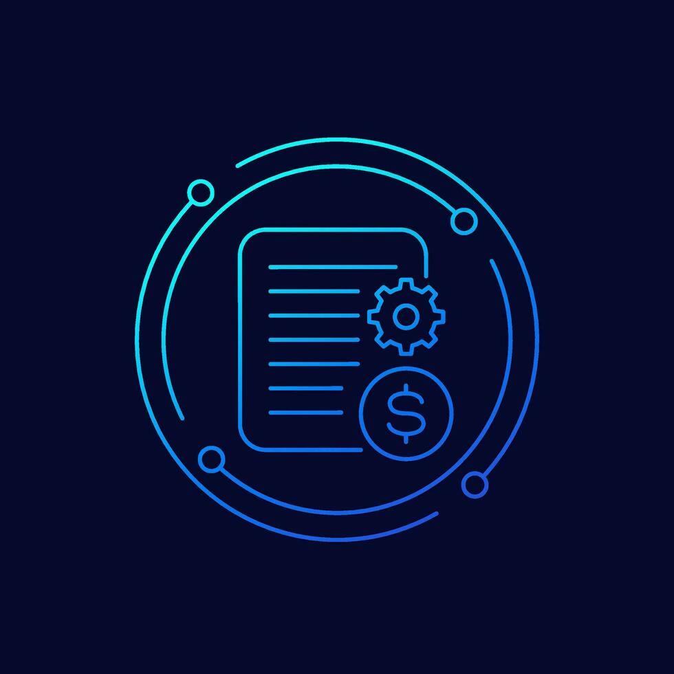 transaction information icon, linear design vector