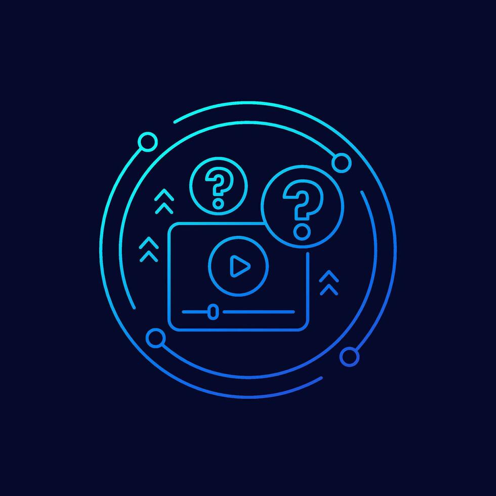explainer video clip icon, linear design vector