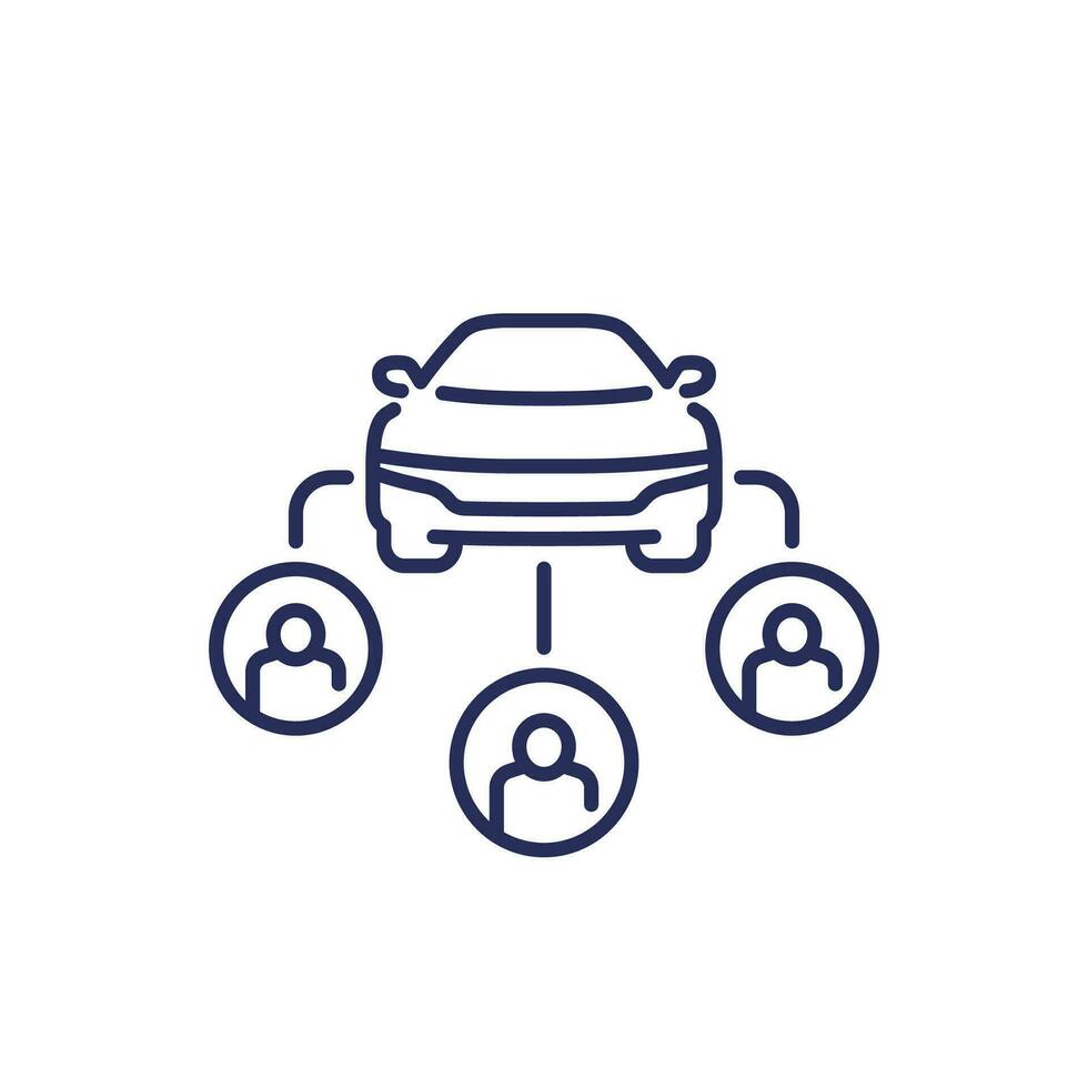 carsharing line icon with a car vector