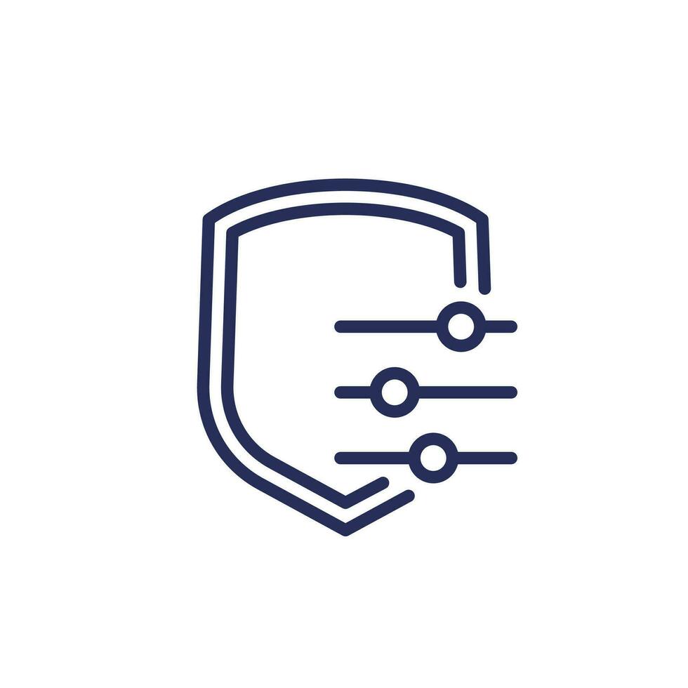 security settings line icon with shield vector