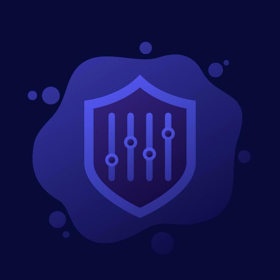 security settings icon with a shield, vector design