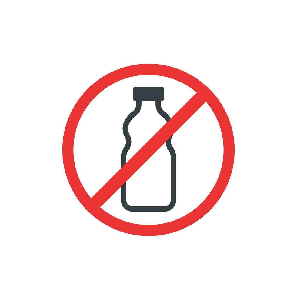 no plastic bottles icon, vector sign