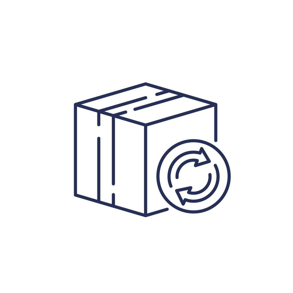 parcel return line icon with a box vector