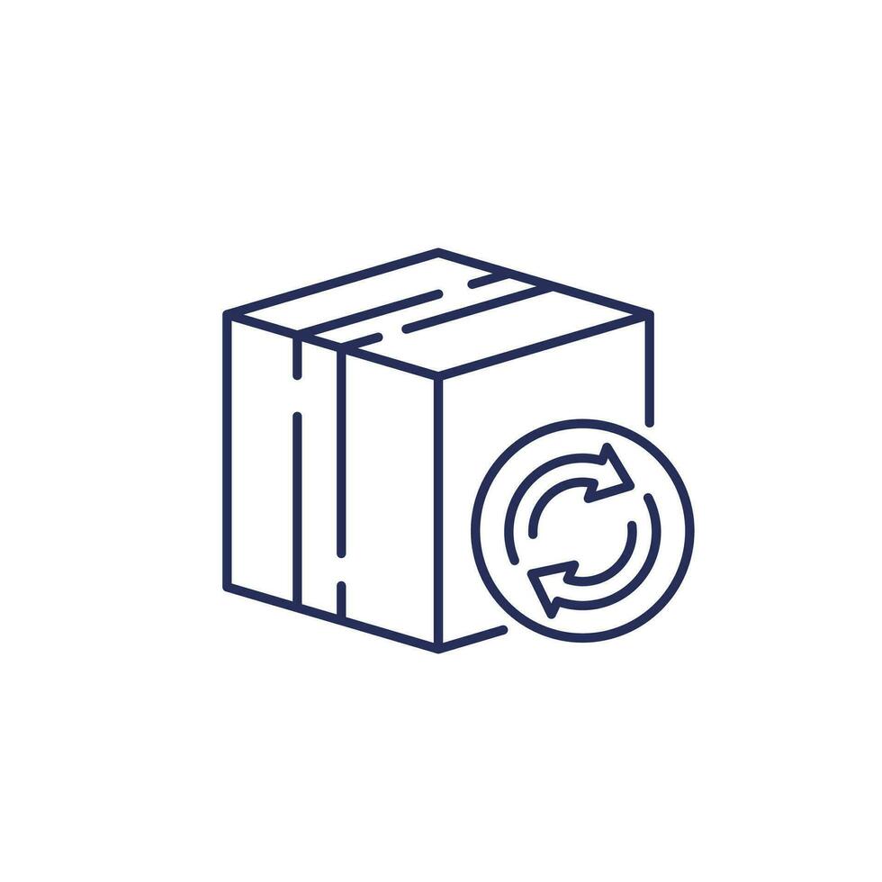 parcel return line icon with a box vector