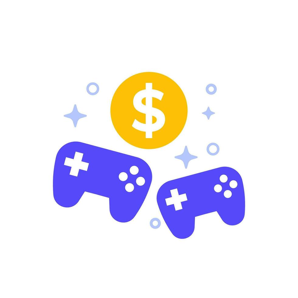 dinero para juegos icono con mandos vector