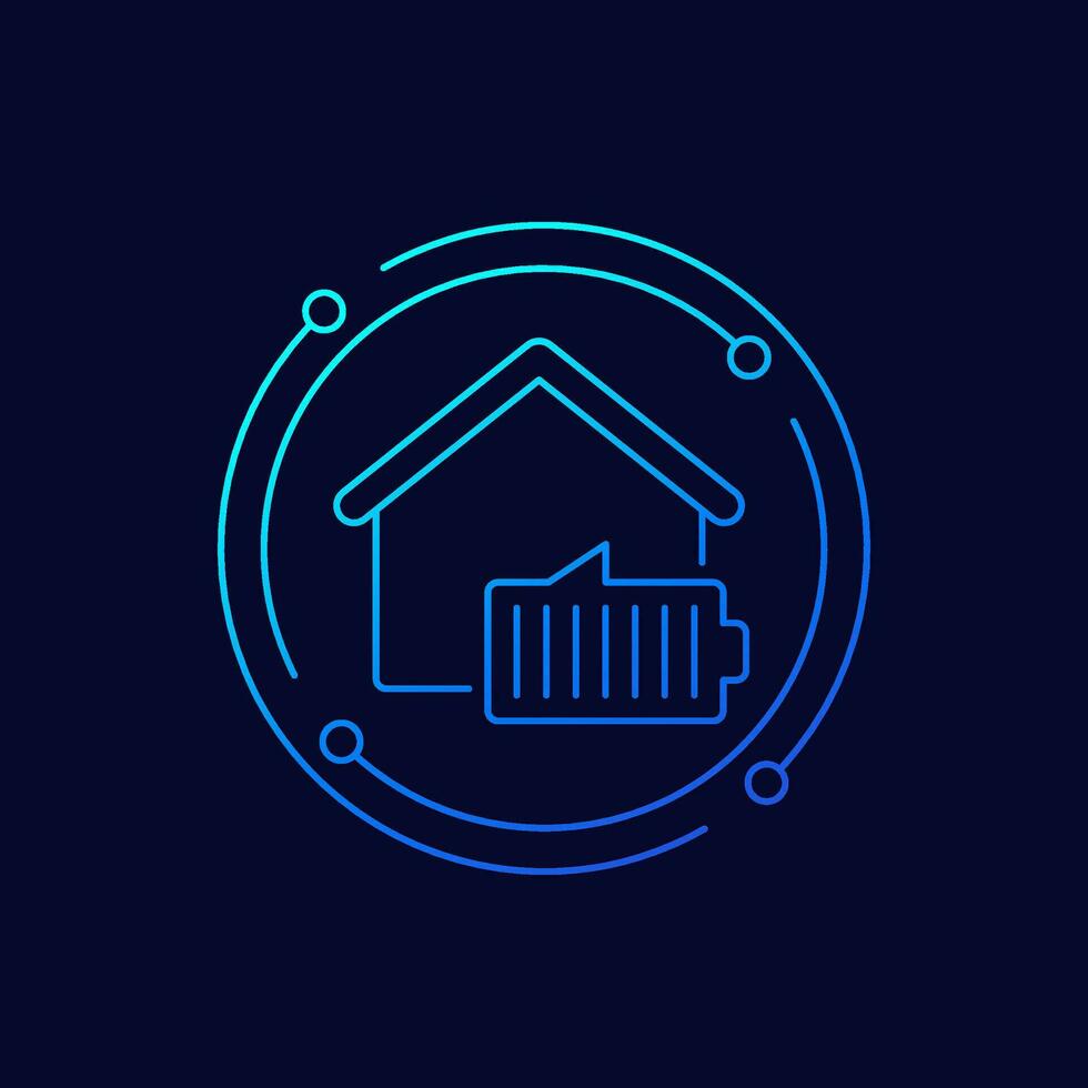 home battery icon, linear design vector