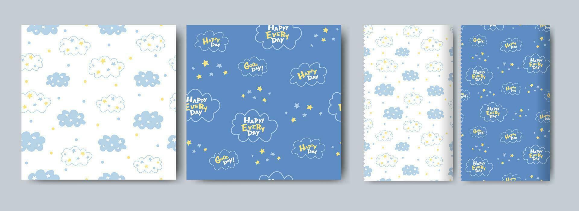 Seamless patterns for kids, cute graphic elements, hand-drawn in children's style used for fabric, textile, print, and decorative wallpaper vector