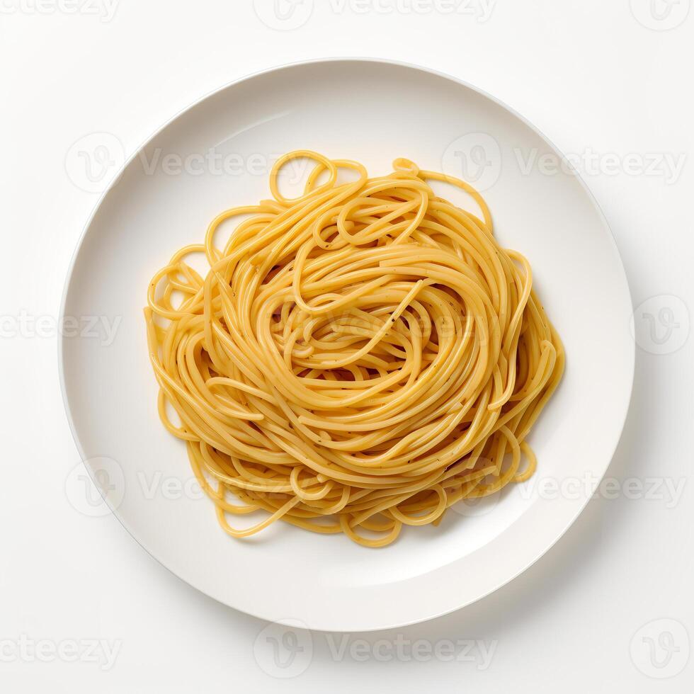 comida fotografía de espaguetis en plato aislado en blanco antecedentes. generativo ai foto