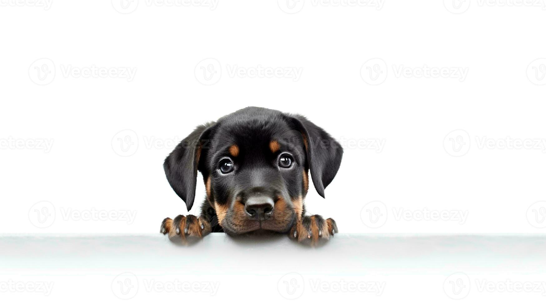 Photo of a dachshund on white background. Generative AI