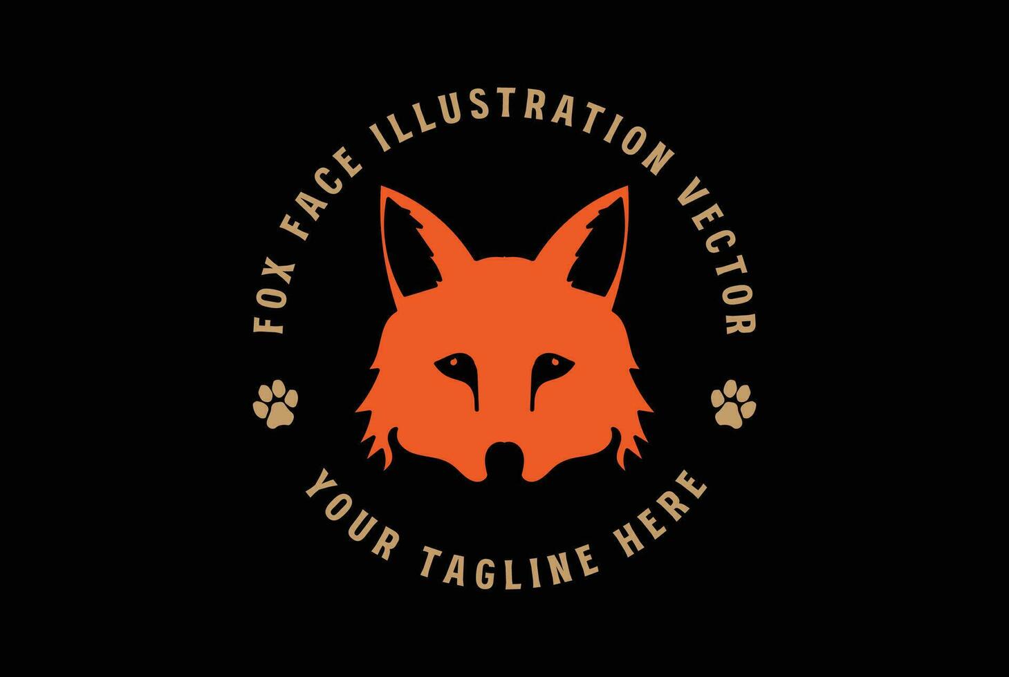 Simple Minimalist Orange Fox Head Face Badge Emblem Label Icon Illustration Vector