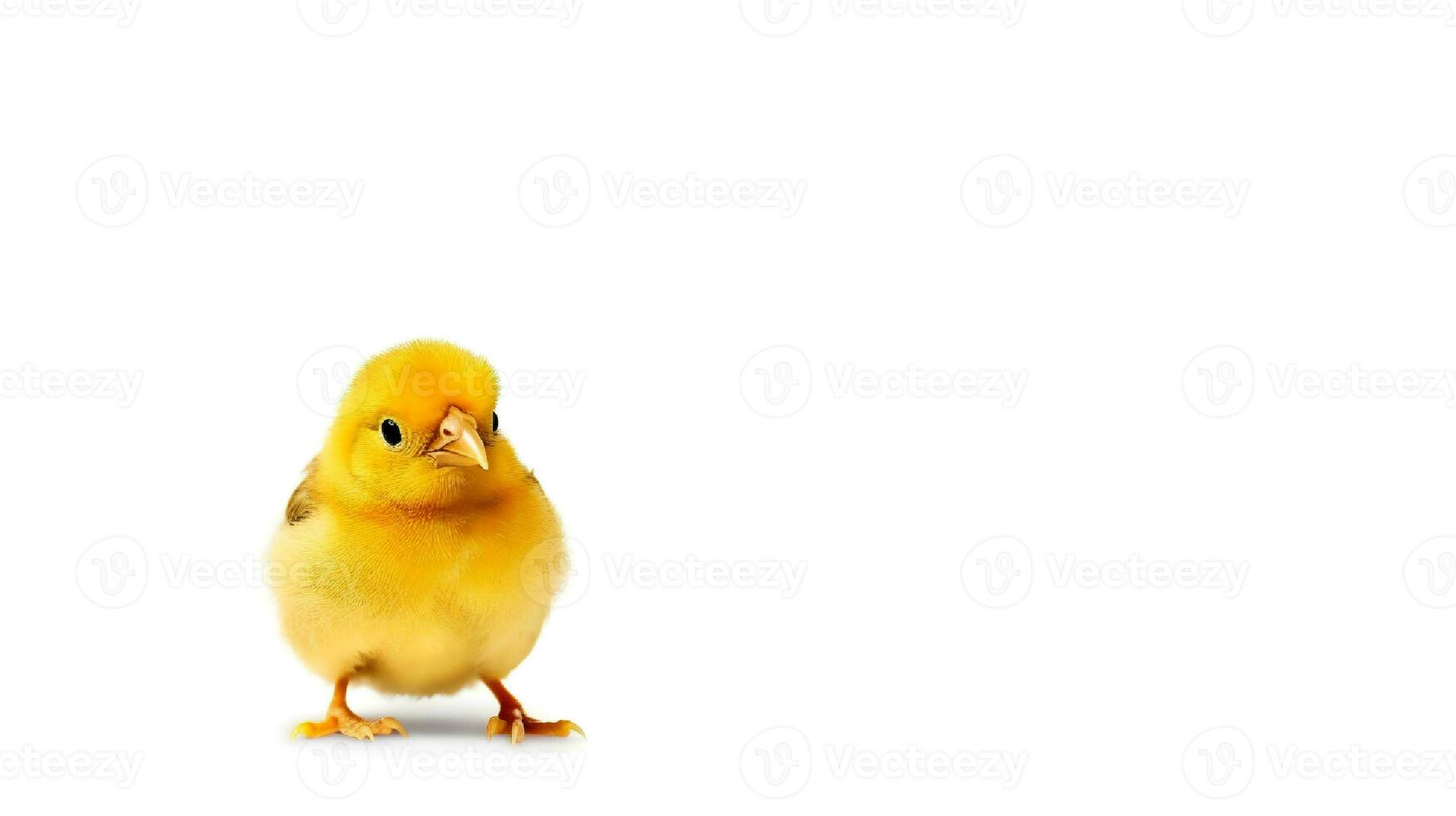 Photo of a cute little pet in yellow color on white background