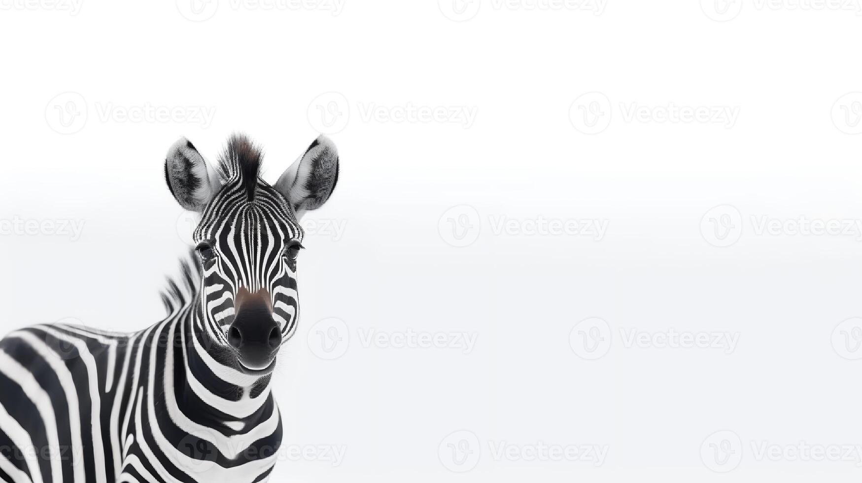 Photo of a cute zebra on white background. Created by