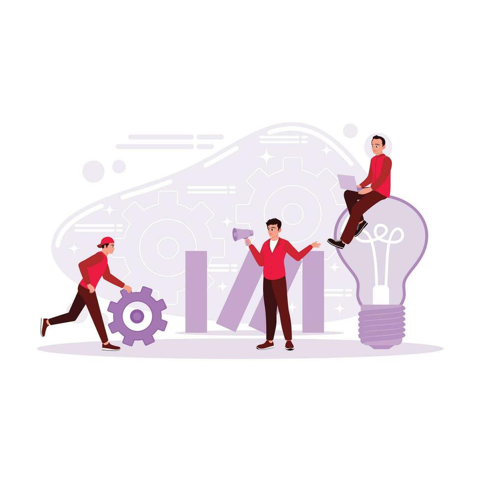 Group of young working people with business lifestyle, finance, and career concept. Trend Modern vector flat illustration.