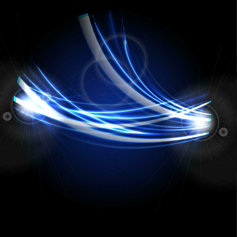Bright blue glowing neon electric waves background vector