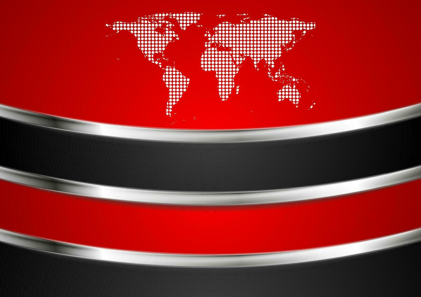 Tech red and black background with dotted map vector