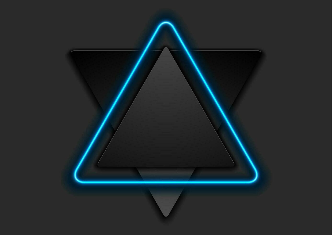 Black tech triangles witn neon light abstract background vector