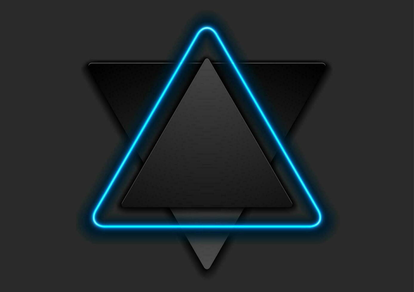 Black tech triangles witn neon light abstract background vector