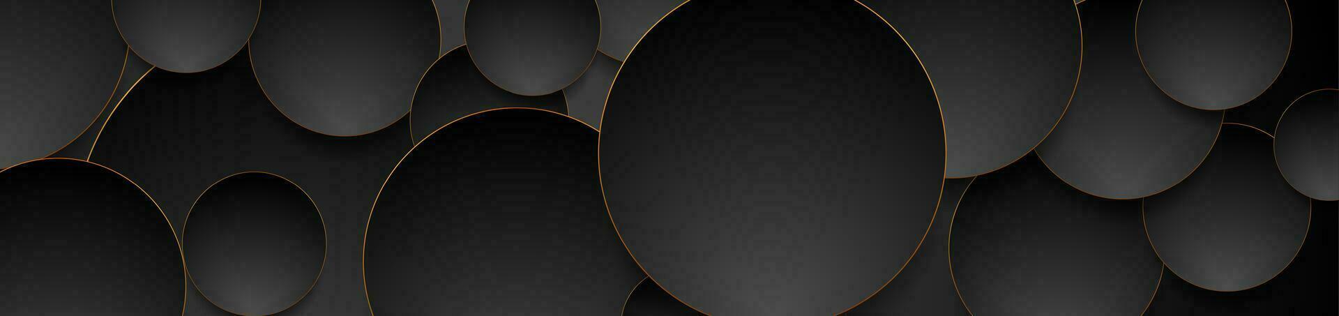 Tech geometric background with abstract golden and black circles vector