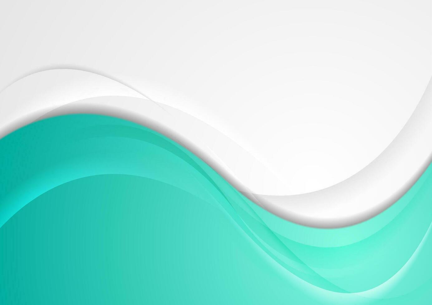 Turquoise grey smooth blurred waves abstract background vector