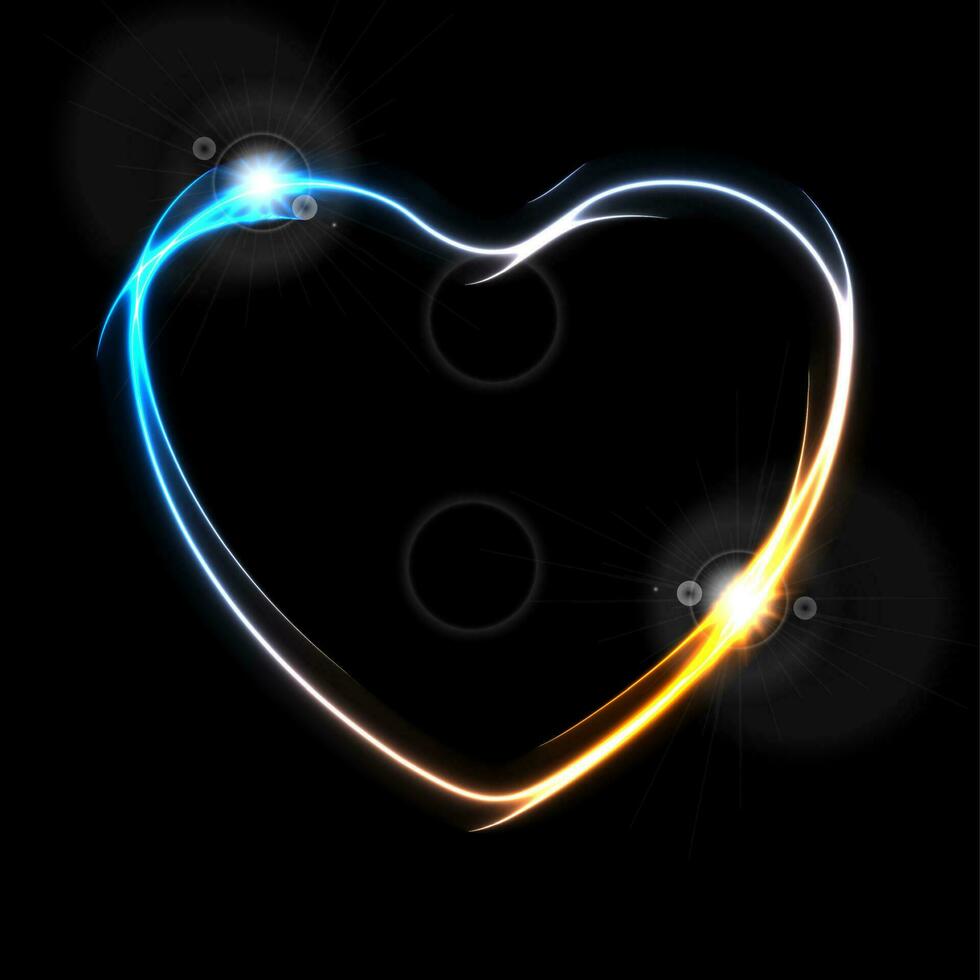 Glowing neon yellow and cyan abstract heart background vector